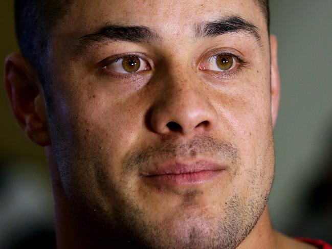Jarryd Hayne press conference at Sydney Airport after returning from his stint at the San Francisco 49ers .Picture Gregg Porteous