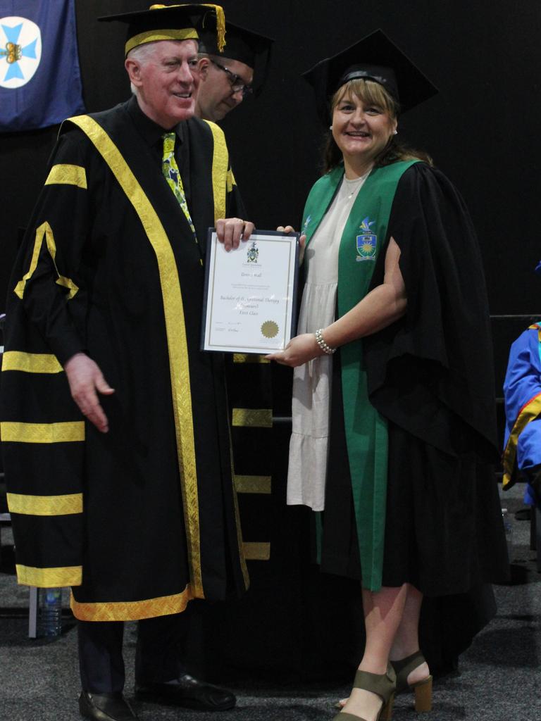 Donna Wall graduated with a Bachelor of Occupational Therapy (Honours) at the CQUniversity graduation ceremony in Bundaberg on December 14, 2023.