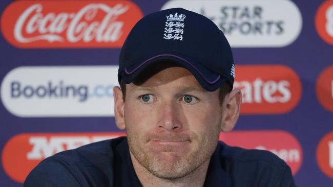 England's captain Eoin Morgan snapped at the press after his side’s defeat to Australia in the round-robin. Picture: AP