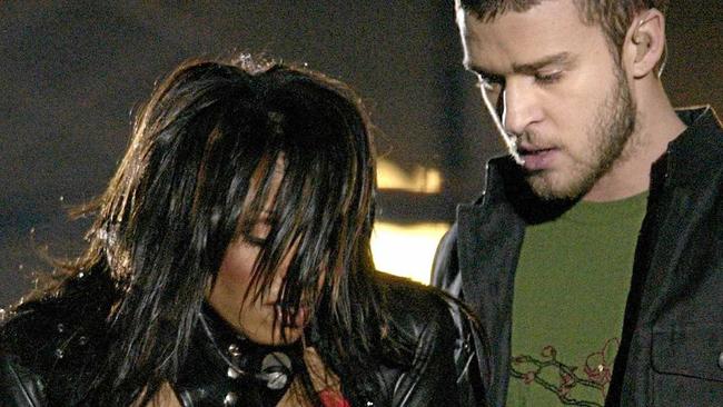 Wardrobe malfunctions just don't mean the same things these days as what they used to in 2004 - the day Janet Jackson (pictured with Justin Timberlake) bared her chest during the Super Bowl halftime show in Houston. Picture: DAVID PHILLIP