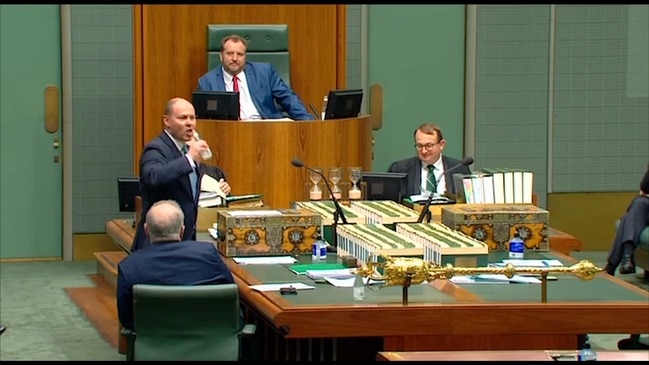 Frydenberg has a coughing fit as he delivers his economic statement