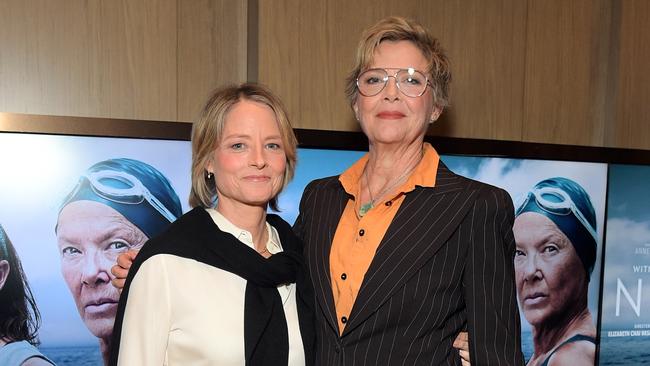 Nyad stars Jodie Foster and Annette Bening at Netflix's NYAD Los Angeles Tastemaker Screening at Bay Theatre in California in November. Picture: Charley Gallay/Getty Images for Netflix