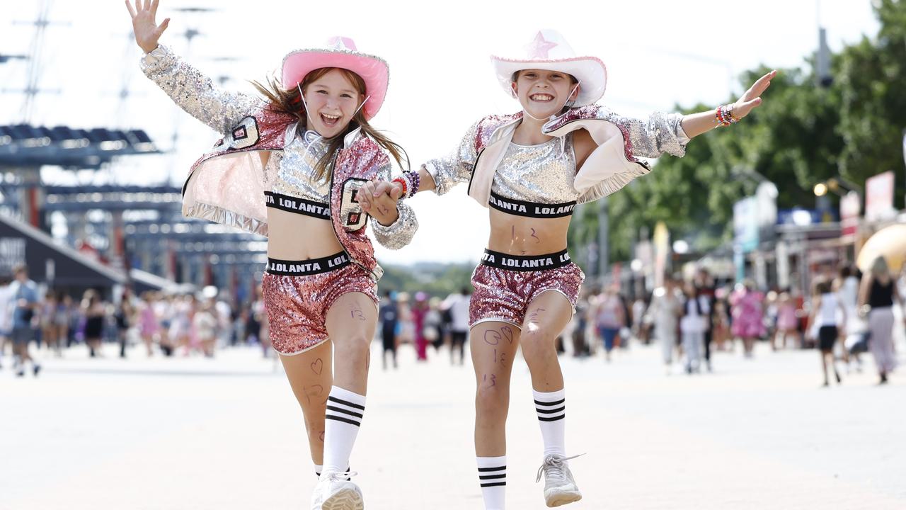 Nicola North and Anastacia Paul (10) ahead of Taylor Swifts first Sydney show on her EraÃ&#149;s tour. Picture: Richard Dobson