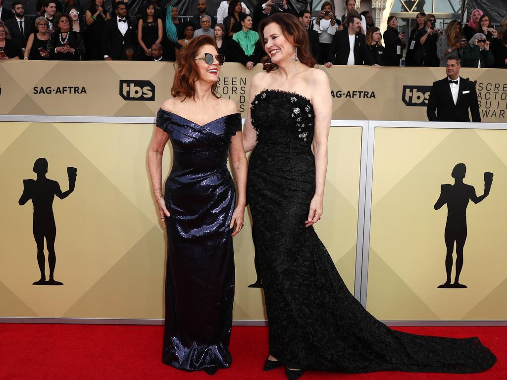 Susan Sarandon and Geena Davis attend the 24th Annual Screen Actors Guild Awards at The Shrine Auditorium on January 21, 2018 in Los Angeles, California. Picture: Getty