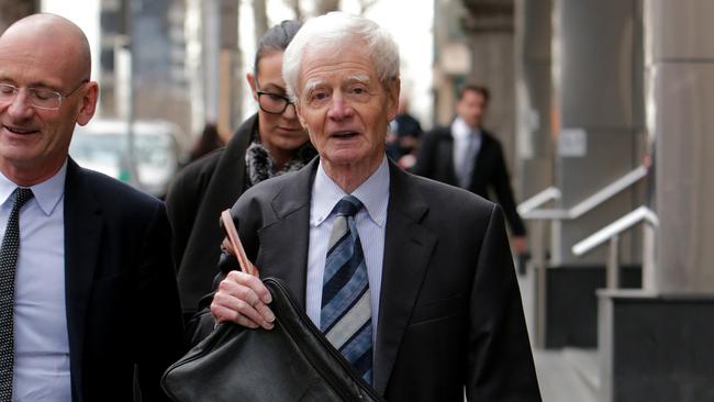 John Lewis, Former Principal of Geelong Grammar and Eton College in England, leaves the County Court in Melbourne after giving evidence to the child abuse Royal Commission hearing.