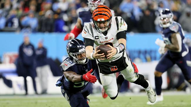 Burrow copped some punishment. Photo by Andy Lyons/Getty Images