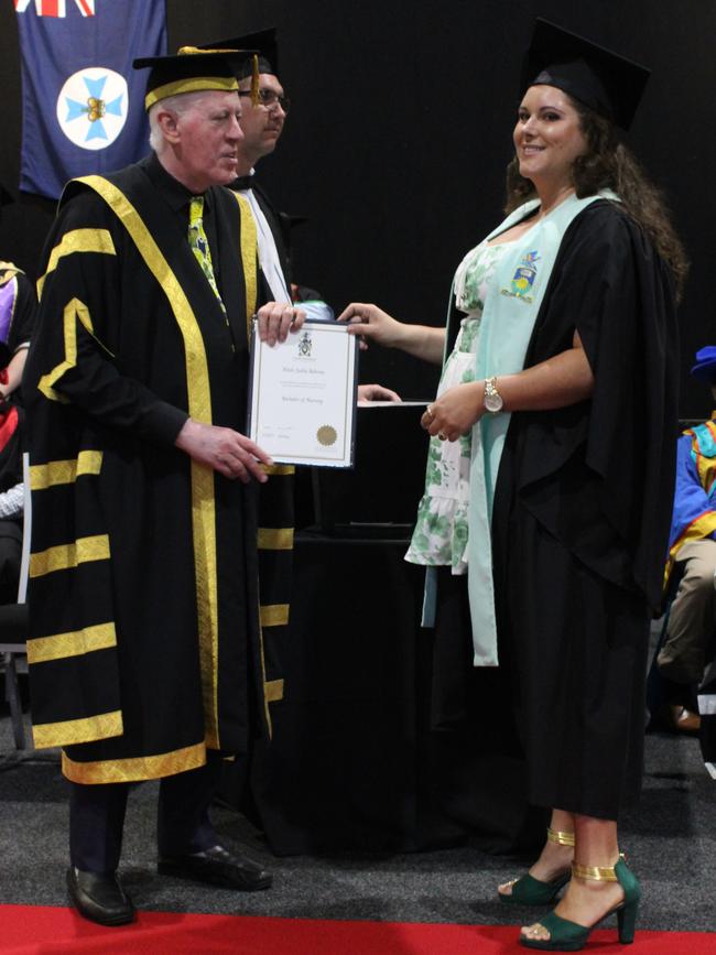 Heidi Behrens graduated with a Bachelor of Nursing at the CQUniversity graduation ceremony in Bundaberg on December 14, 2023.