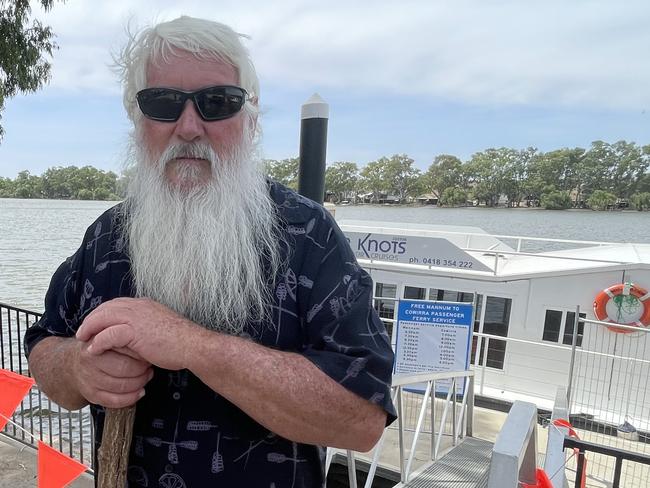 Cowirra resident Russ Williamson takes the passenger ferry to Mannum. Picture: Dylan Hogarth