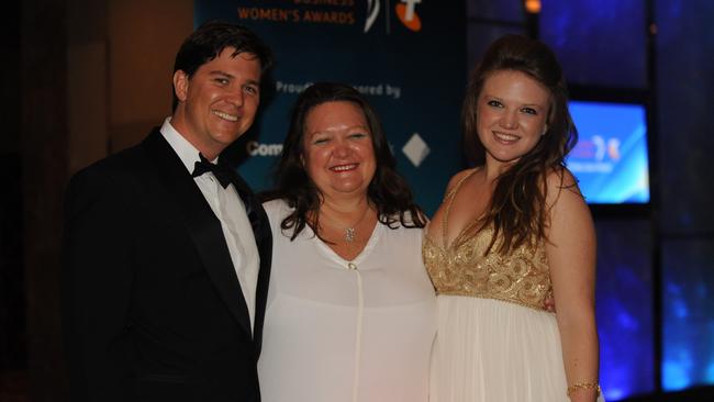 Gina Rinehart with her son John and daughter Ginia.