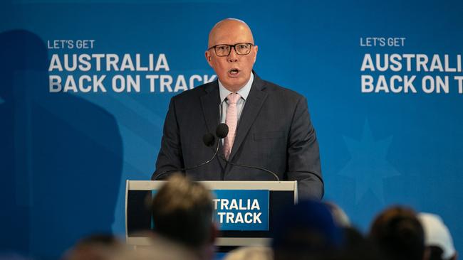 2101/25. The Daily Telegraph. News. West Ryde, Sydney, NSW. Pics by Julian Andrews.Peter Dutton speaking at a Liberal Party rally held in the seat of Bennelong.