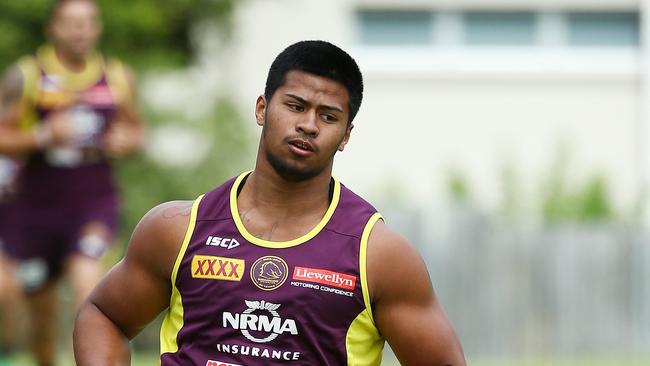 Payne Haas, Brisbane Broncos training, Purtell Park, Bardon. Photographer: Liam Kidston.