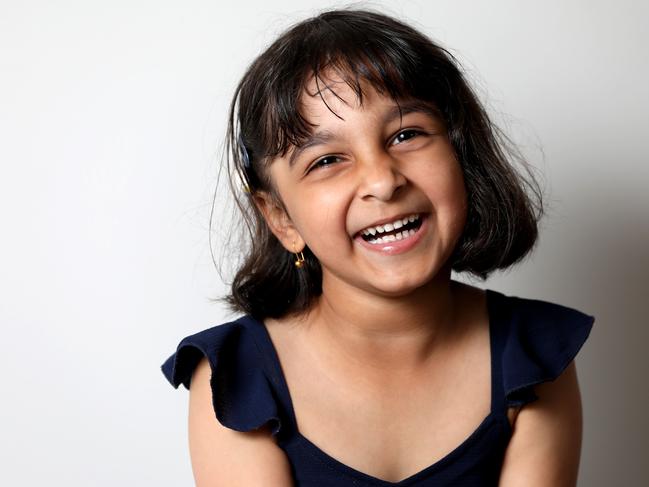 Myra Dutt Sharma (6) from Schofields brushes twice daily. Myra’s mum says a child’s toothache can disrupt family life. Picture: Damian Shaw