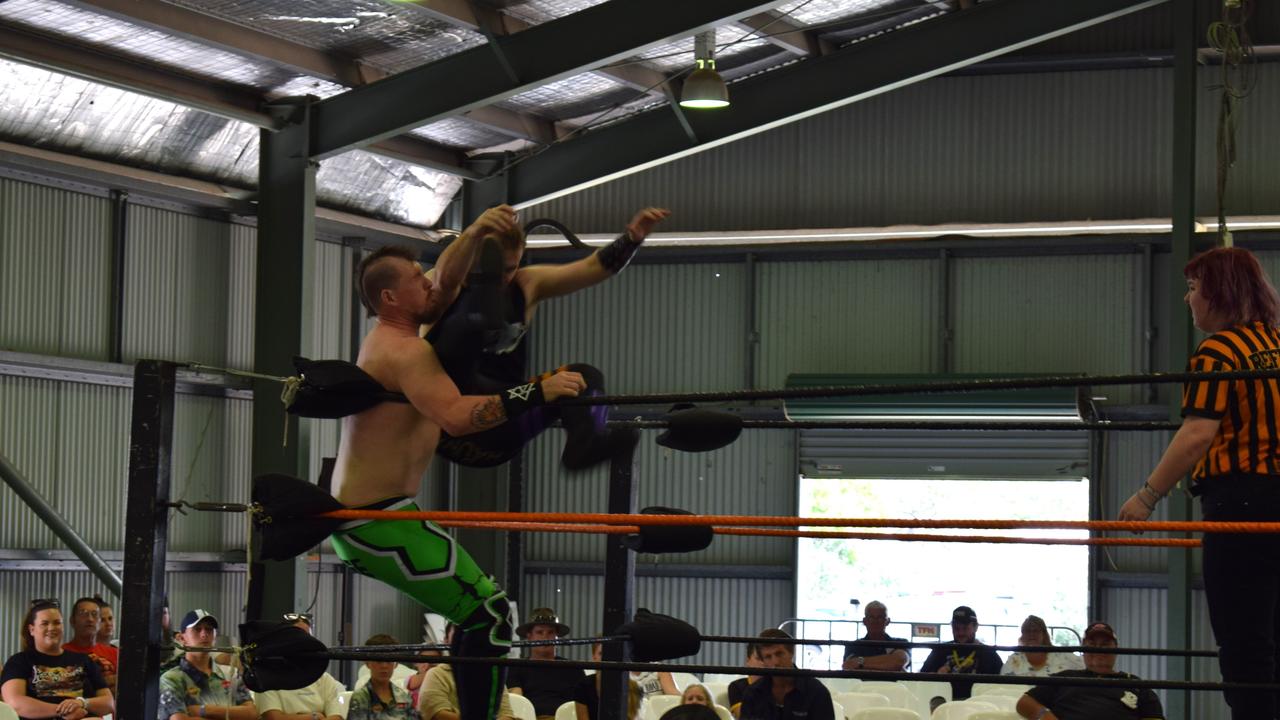 Pro-Wrestling at Rockynats 04 showgrounds precinct on March 31, 2024. Picture: Aden Stokes