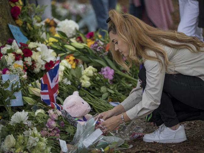 Green Park memorial for Queen Elizabeth II near Buckingham Palace in London. Picture: Ella Pellegrini.