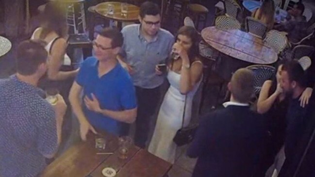 Brittany Higgins and Bruce Lehrmann together at a Canberra bar on the night of the alleged rape. Picture: 7 Spotlight