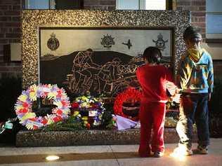 Lusitania and Zayedan O’Leary-Facer at the dawn service in Ipswich.