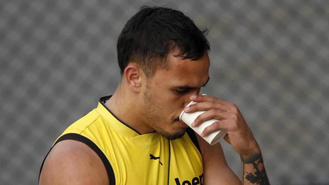 Richmond’s Sydney Stack left the training track early.