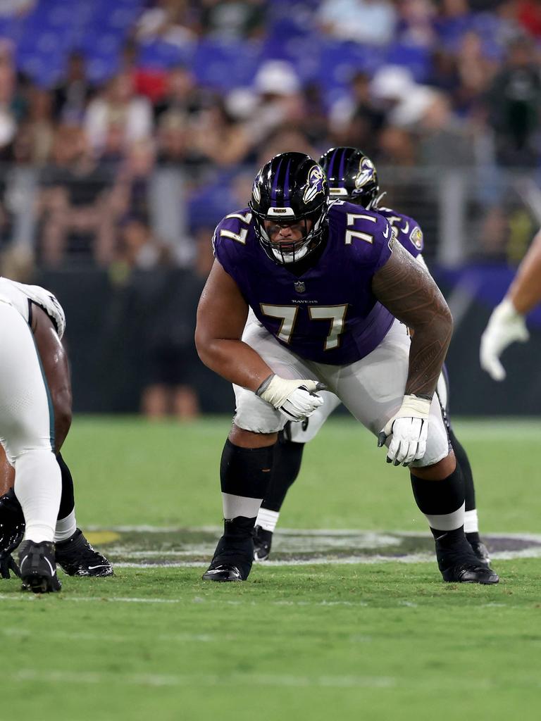 BALTIMORE, MARYLAND - AUGUST 12: Offensive tackle Daniel Faalele. Photo: Rob Carr/Getty Images/AFP.