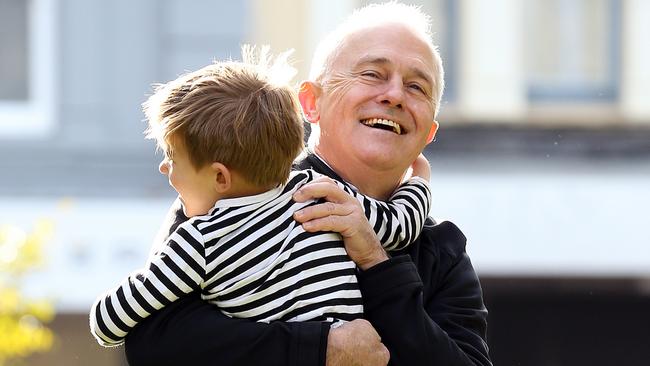 PM Malcolm Turnbull and grandson Jack. Picture: Sam Ruttyn