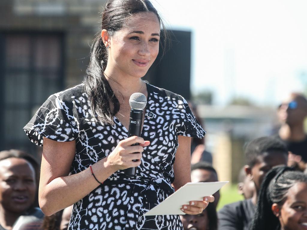 Meghan’s heartfelt speech was a hit. Picture: Betram Malgas/AFP