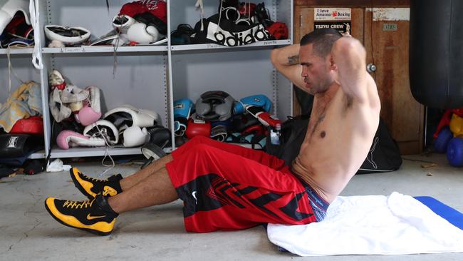 Anthony Mundine has been sweating it out in the gym. Pic: Annette Dew.