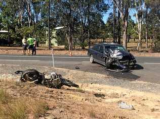 CRASH SCENE: Robert Walton, 53, died when his motorcycle collided with a Holden Commodore on the Gwydir Highway at Waterview Heights in August, 2017. Picture: Clair Morton