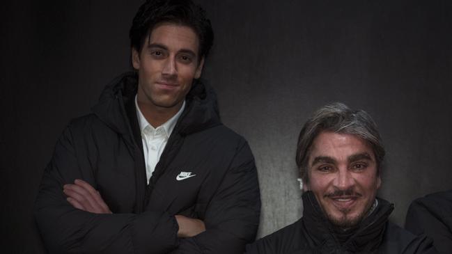 Lincoln Younes on the set of The Last King of the Cross with John Ibrahim. Picture: Daniel Asher Smith