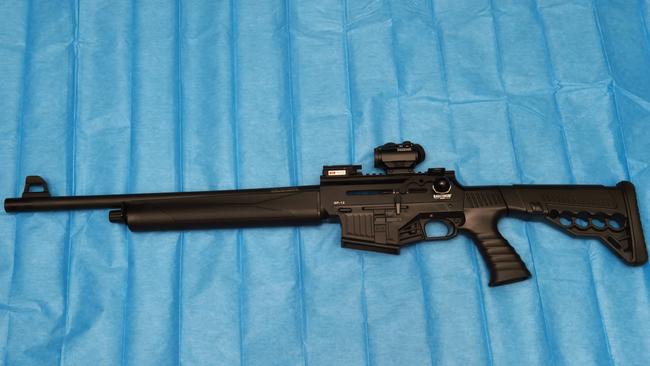 Lynn’s Barathrum Arms SP-12 shotgun, which was used to murder Carol Clay. Picture: Supreme Court of Victoria