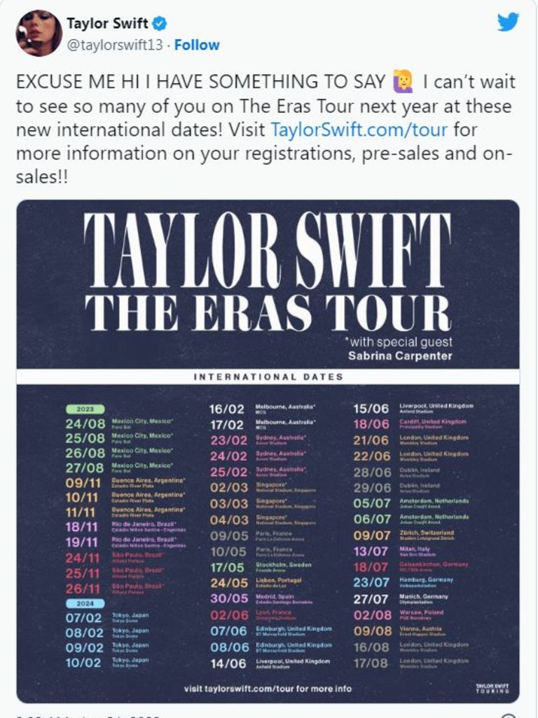 the eras tour australia sydney