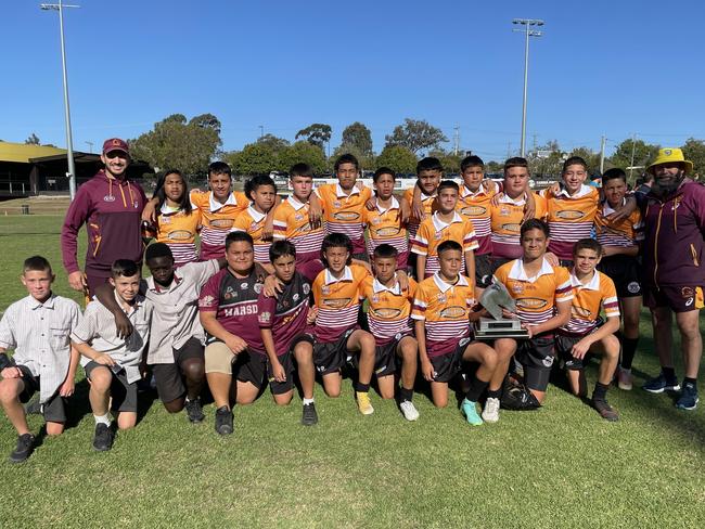 The Marsden State High year 7 rugby league side that won the Brisbane Broncos Old Boys grand final at Carina.