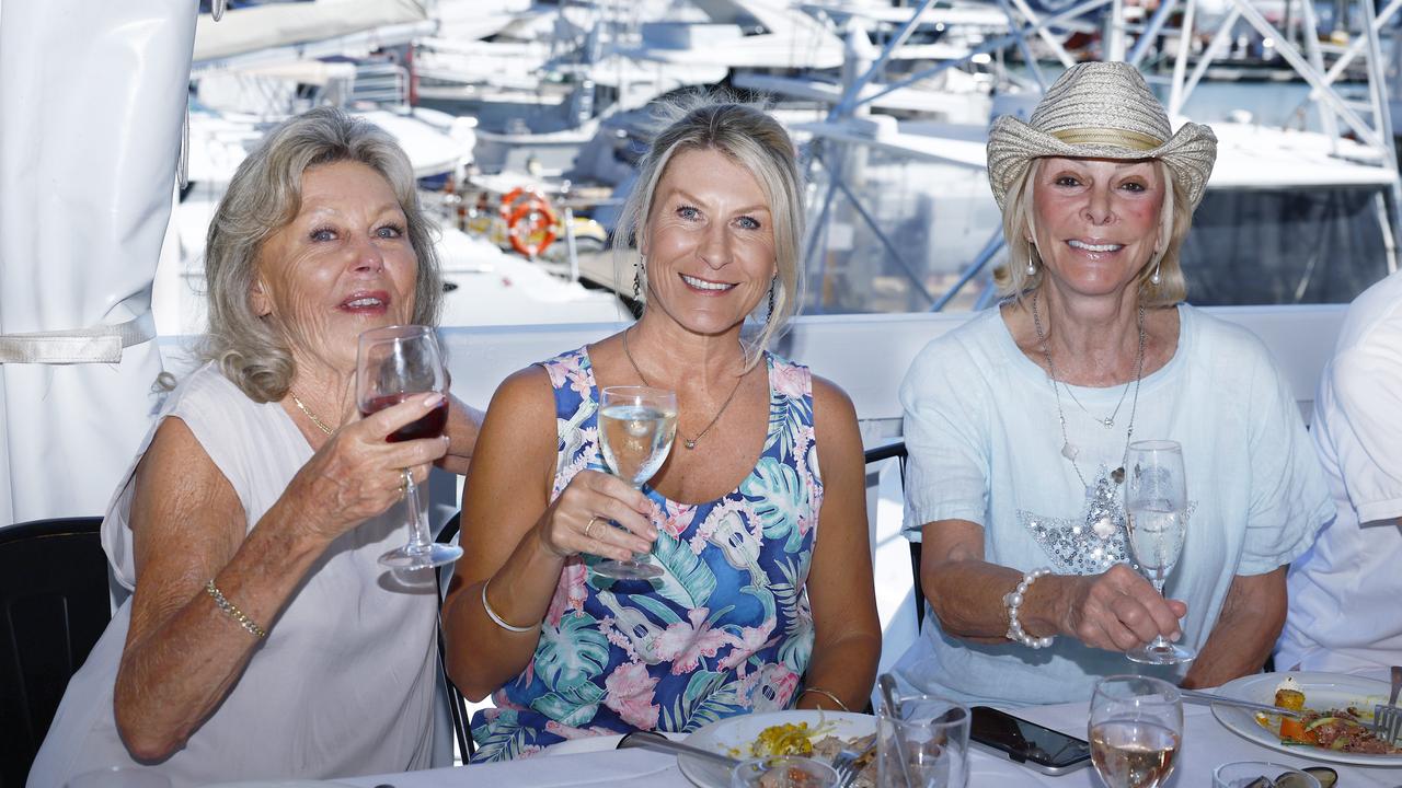 Pam Watkins, Jodi Watkins and Coral Knowles at the Longest Lunch, part of the Port Douglas festival, held at Hemmingways Brewery at the Crystalbrook Marina, Port Douglas. Picture: Brendan Radke