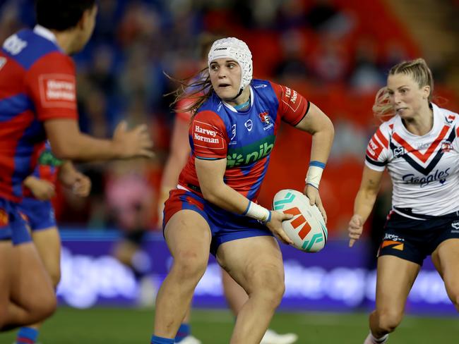 Jesse Southwell is usually a standout for the Knights in attack, but led the way with her defence in Round 1. Picture: NRL Imagery