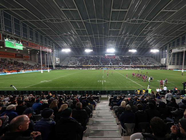 Fans at the Highlanders-Chiefs game in Dunedin. Picture: AFP