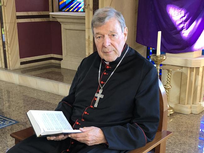 EXCLUSIVE for The Australian ONLY. Cardinal George Pell on Good Friday in the chapel of Sydney's Good Shepherd Seminary in Homebush.