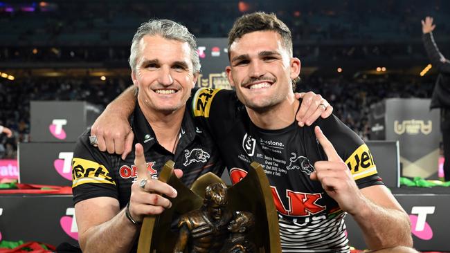 Back-to-back premierships came anything but easy for Penrith Panthers coach Ivan Cleary and his son, Nathan. Picture: NRL Photos