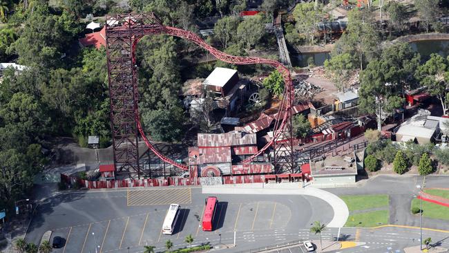 Dreamworld’s Thunder River Rapids Ride being removed. Picture: NIGEL HALLETT