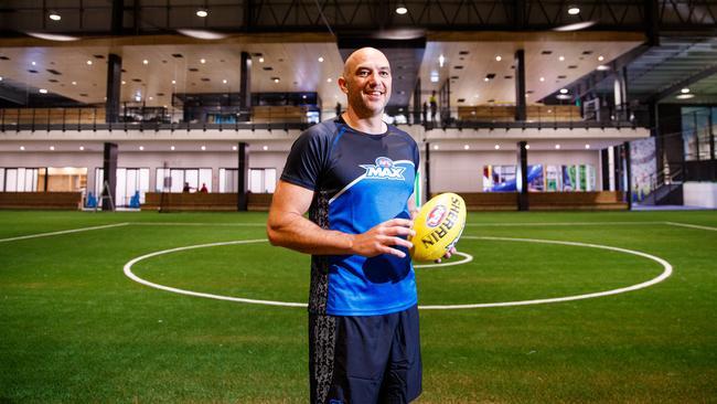 Former Adelaide and Geelong player James Podsiadly inside his new AFL Max facility next to Adelaide Airport. Picture: Matt Turner