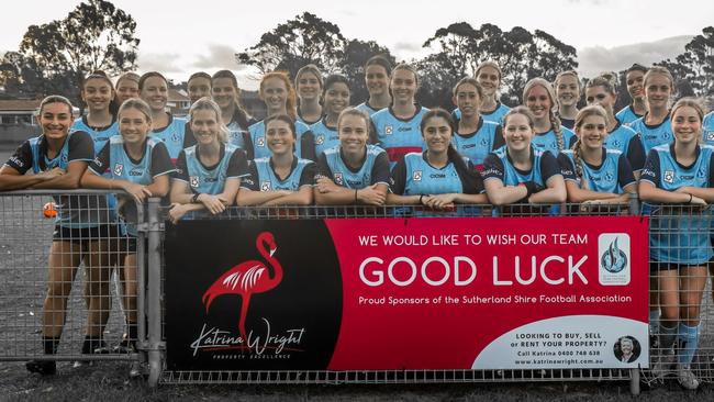 Sutherland Shire Football Association’s 2023 first grade and under 20s women’s squad.