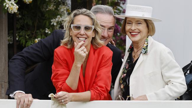 Gai Waterhouse with VRC CEO Kylie Rogers (left) and VRC Chairman Neil Wilson in Melbourne. Picture: Michael Klein