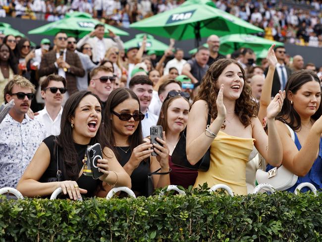 Punters enjoying the action at Rosehill Racecourse. Picture: Sam Ruttyn