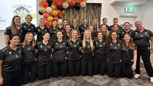 The Capricorn Claws' squad and coaching staff at the 2025 season launch.