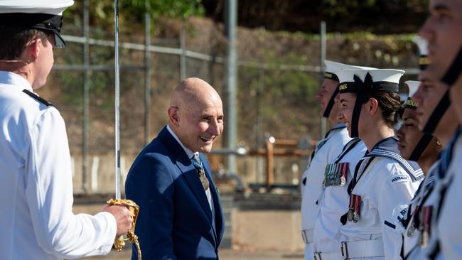 His Honour Professor the Honourable Hugh Heggie meets members of the crew. Picture: Pema Tamang Pakhrin