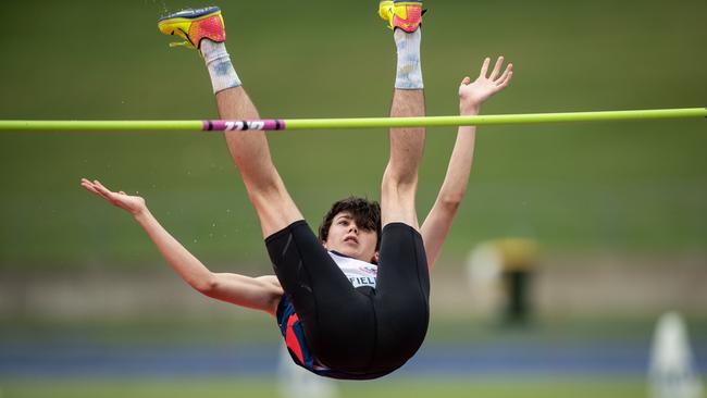 A high flyer in the U17 High Jump.