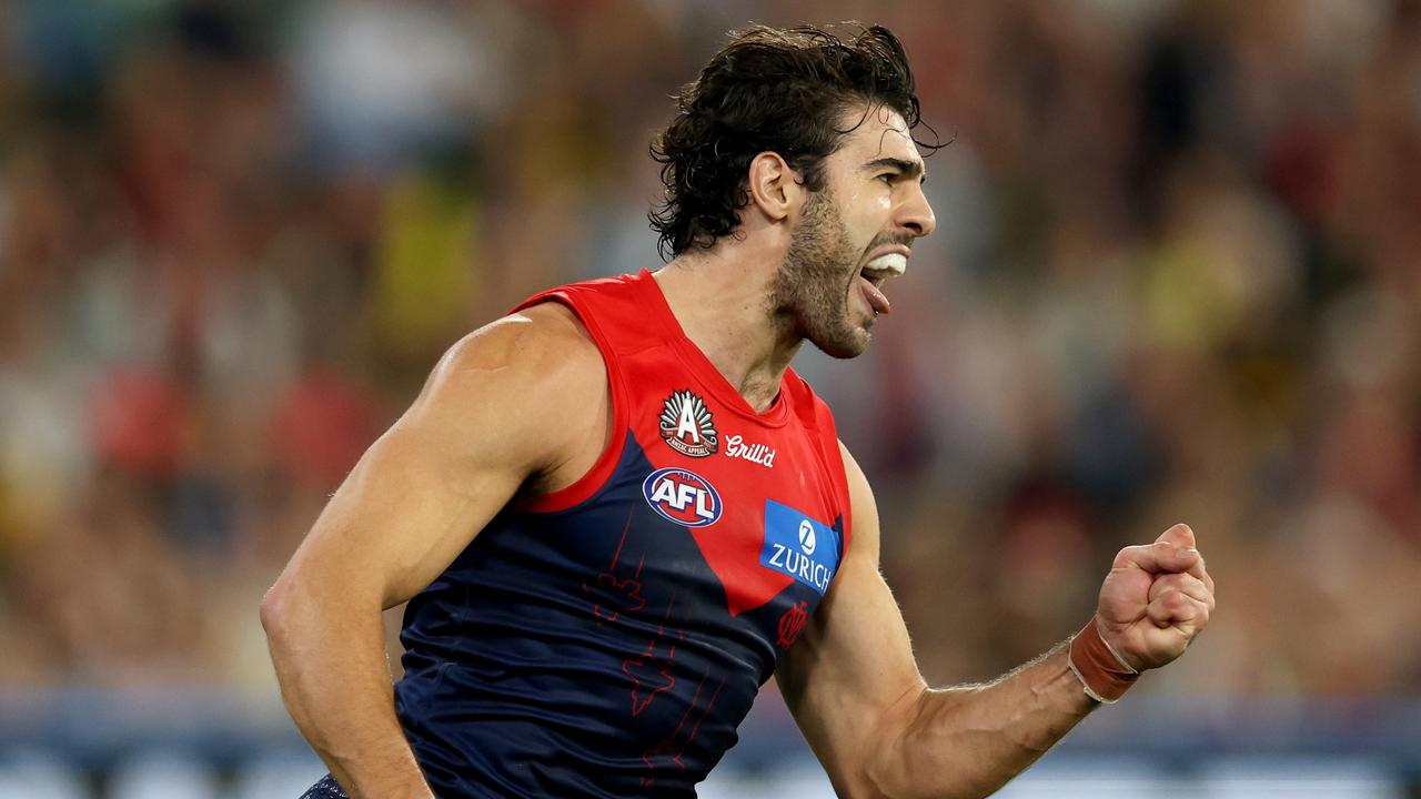 Christian Petracca celebrates a goal earlier this year. Picture: Robert Cianflone/Getty Images