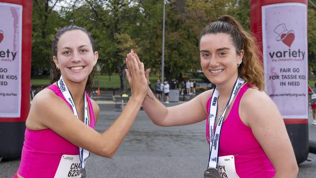 HOBART AIRPORT MARATHON 2024 Charlotte Faella and Poppy Wood. Picture: Caroline Tan