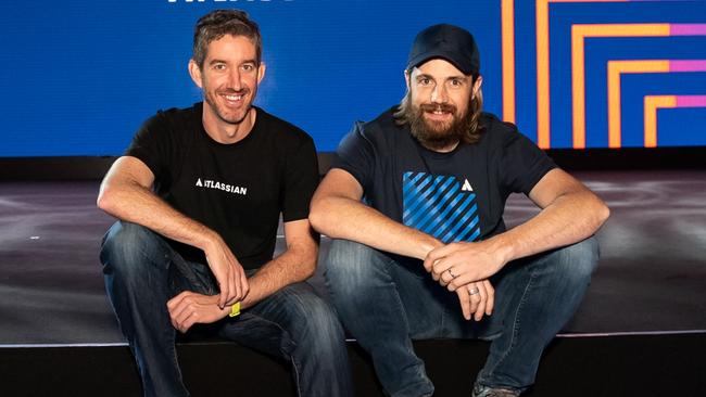 Atlassian co-founders Scott Farquhar and Mike Cannon-Brookes before they hit the stage in Barcelo