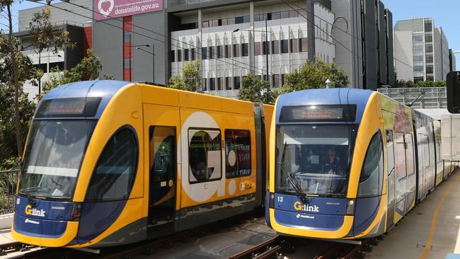 Light rail outside Gold Coast University Hospital . Picture Glenn Hampson