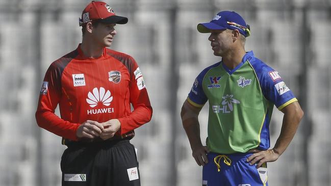 Steve Smith and David Warner faced off in the BPL. Picture: AFP