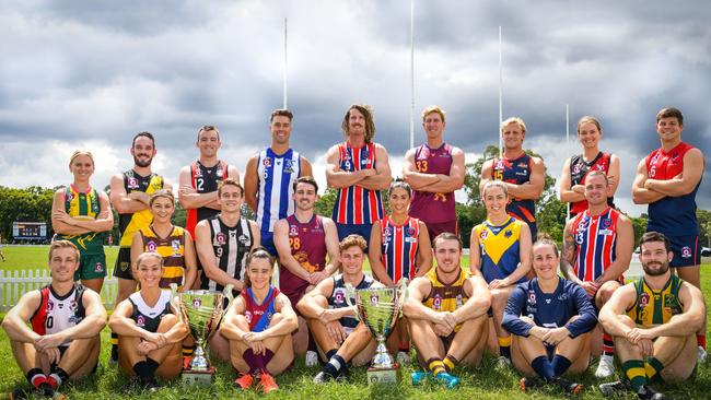 QAFL and QAFLW captains at AFLQ captain's day. Photo: Deion Menzies/Highflyer Images.