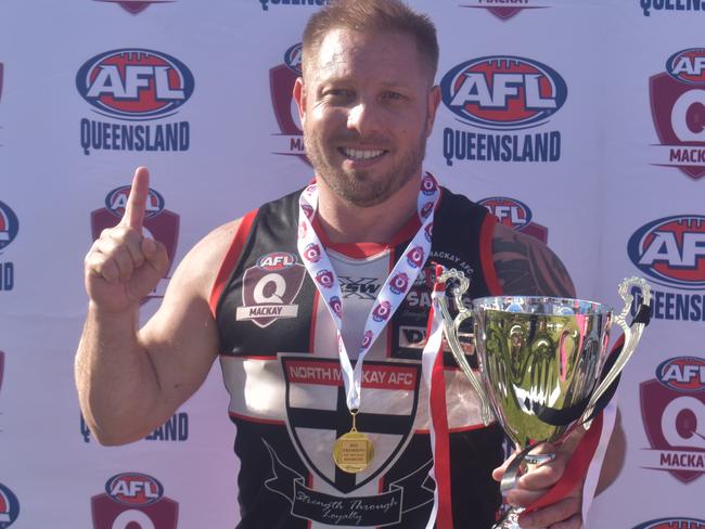 Shaun Carter after the North Mackay Saints v Eastern Swans reserves AFL grand final at Magpies Sporting Club, Mackay, September 11, 2021. Picture: Matthew Forrest